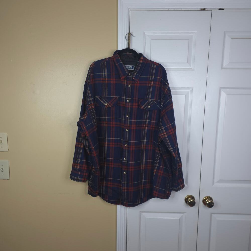 Vintage Sutter & Grant Plaid Flannel Western Long Sleeve Button Up Shirt 2XLT